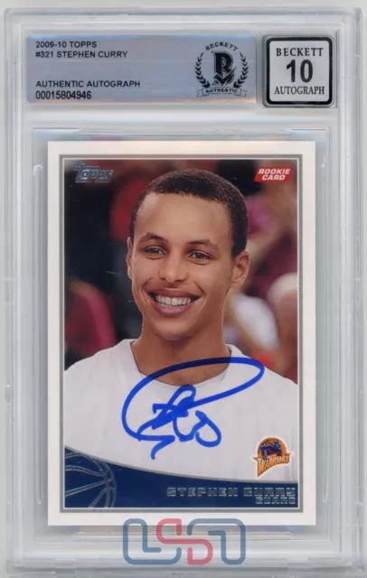 SIGNÉ STEPHEN STEPH Curry Warriors 2009 Topps RC 321 BAS 10 Auto EUR