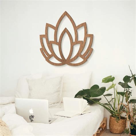 Holzdeko Mahagoni Yoga Lotusblume Wall Art De