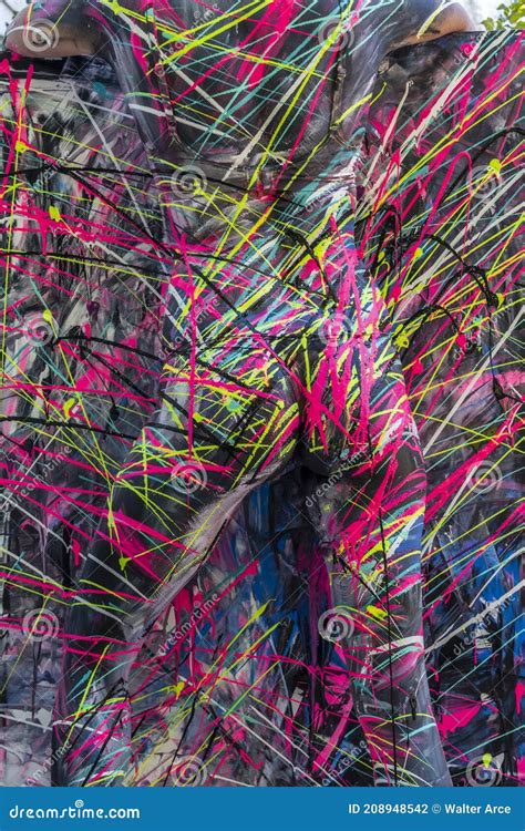 Naked Female Is Being Painted With Colorful Paint In A Home Environment Stock Photo Image Of