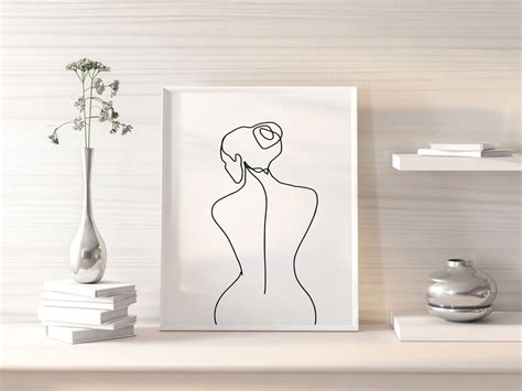 Naked Woman Line Art Boho Chic Wall Art Printable Abstract Etsy