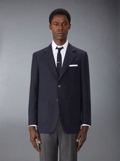 Crispy Wool Unstructured Sack Sport Coat Thom Browne