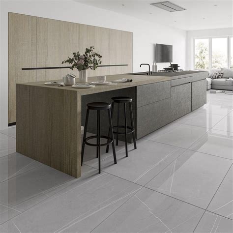 Pedra Light Gray Vein Gloss 2020 Kitchen Floor Marble Floor