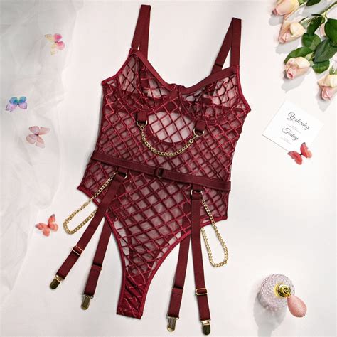 Adjuastable Sexy Bodysuit Hot Erotic Fishnet Lingerie Mesh Bikini Set Perspective Underwear With