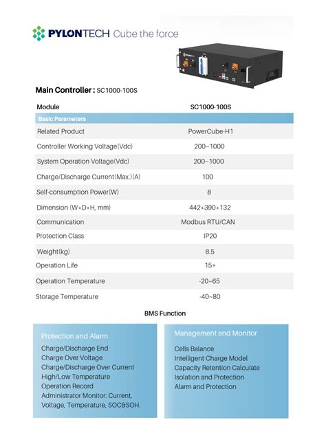 Pylontech BMS SC1000 100S Hochvolt Powercube H2 1 049 00