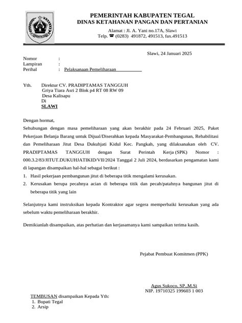 surat peringatan pemeliharaan jitut
