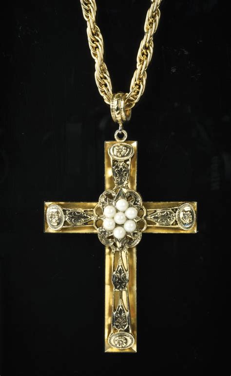 Elvis Presley Owned And Worn Ornate Gold Colored Cross Gifte