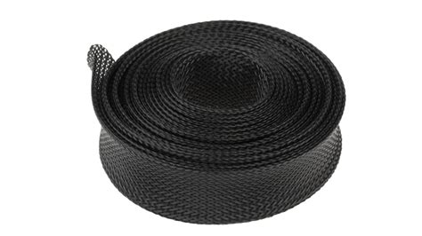 Rs Pro Expandable Braided Pet Black Cable Sleeve 30mm Diameter 5m