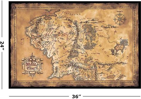 The Lord Of The Rings Map Of Middle Earth Framed Movie Poster Size