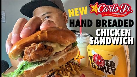 FOOD REVIEW CARLS JR NEW HAND BREADED CHICKEN SANDWICH YouTube