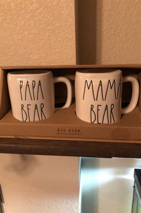 Two Coffee Mugs That Say Papa Bear And Mama Bear