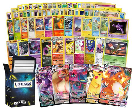 Vmax Pokemon Pack: 50 Assorted Pokemon Cards, 2 Random Rare Cards, 1 ...