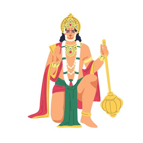 Premium Vector Hanuman Indian God With Monkey Face Hindu Deity