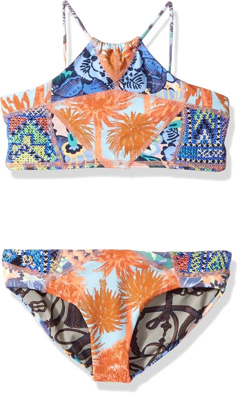 Amazon Maaji Girls High Neck Mixed Print Bikini Swimsuit Set