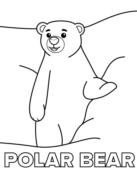 Página para colorir de urso polar em pé em uma pilha de neve Desenhos