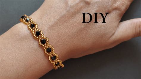 Diy Beaded Bracelet Tutorial For Beginners Easy Bead Bracelet With Crystal Bicones Youtube