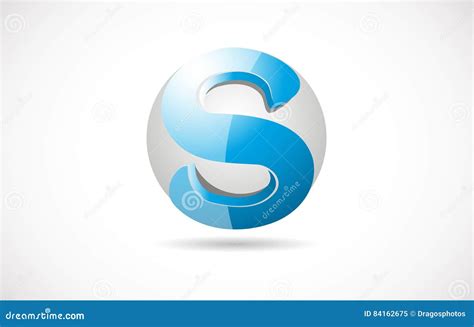 Alphabet Letter S Sphere 3d Blue Logo Icon Design Stock Vector