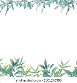 Handpainted Watercolor Set Poster Green Leaves Stock Illustration