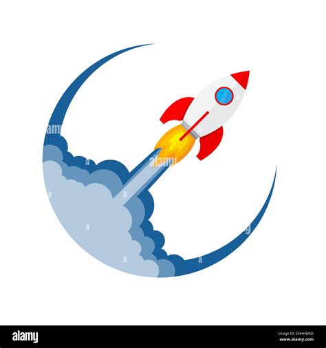 Start up of the space rocket. Rocket ship in flat design. Vector ...