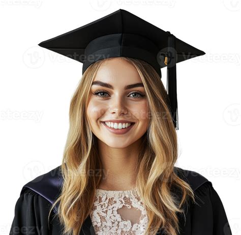 Young Woman In Graduation Cap And Gown Smiling Cut Out Stock 49213475 Png