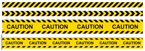 Seamless Warning Tape Collection Caution Hazardous Yellow And Black