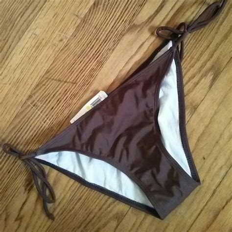 O Neill Swim Nwt Oneill Brown Low Core Solid Tie String Bottom Swimsuit Bikini S Poshmark