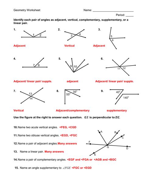 Dealing With Angles Worksheet Mathbits Answers Angleworksheets