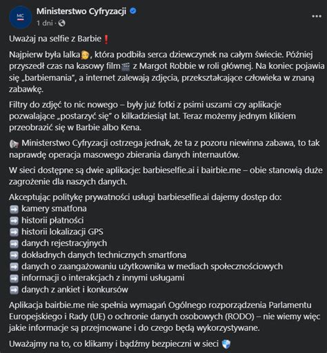Ministerstwo Cyfryzacji Ostrzega Przed Aplikacjami Zwi Zanymi Z Barbie