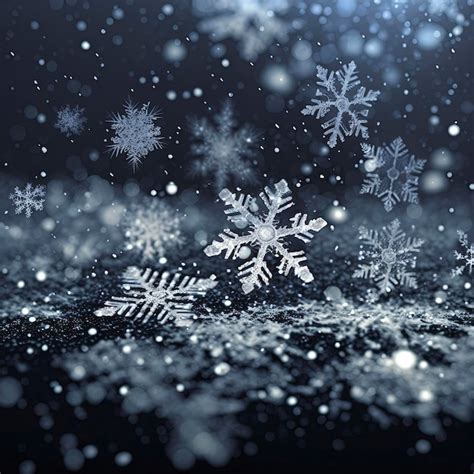 Premium Photo Closeup Of Snowflakes Falling Against A Black Background