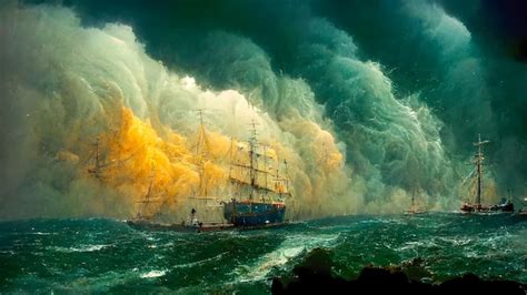 Premium AI Image | Storm on the seaShipwreckOil painting