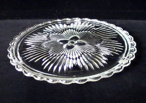 Beveled Cake Plate With Floral Center 1125 Inch Scalloped Edge Vintage