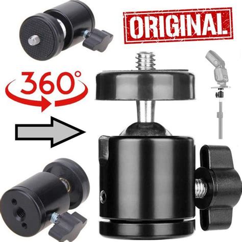 Adaptador Ballhead Tripe Ring Light Pedestal Rosca Giro Sapata Dslr Flash Hot Shoe