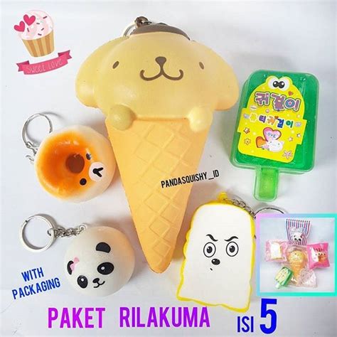 Jual Squishy Paket Ice Cream Rilakuma Jumbo Mini Panda With Packaging