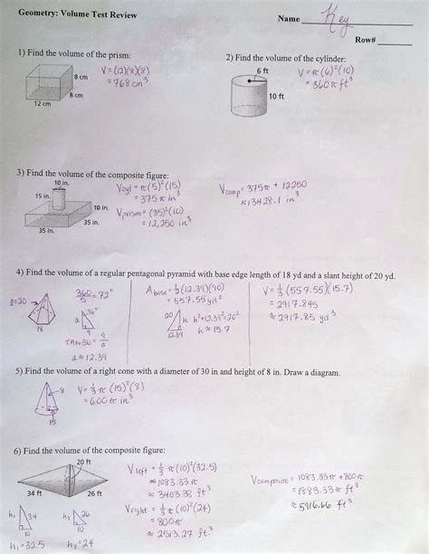 Unit 11 Volume And Surface Area Worksheet Answer Key Printable Word Searches