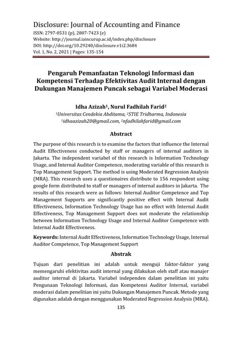 PDF Pengaruh Pemanfaatan Teknologi Informasi Dan Kompetensi Terhadap