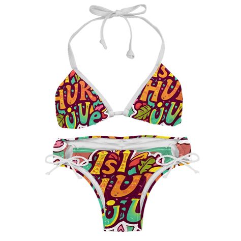 Thanksgiving Font Swim Wear Bikini Set With Detachable Sponge