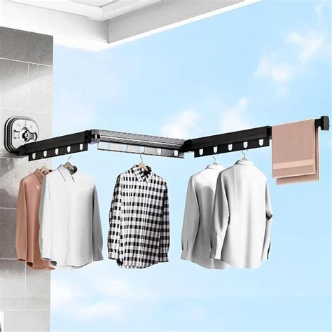 Étendoir À Vêtements Mural Sans Perçage Pliable Avec Ventouse