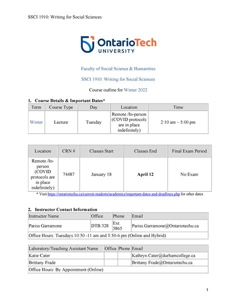 Tuesday PM 2022 SSCI 1910 Syllabus Faculty Of Social Science