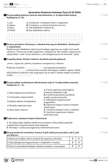 Biologia Kl 1 Technikum Dzial 1 Grupa A Strona 1 Z 4 1 2 3 4 5 6