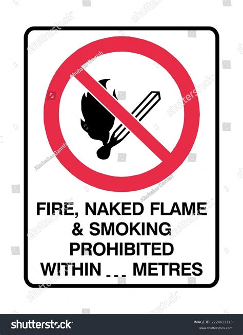 Fire Naked Flame Smoking Prohibited Withinmeters Stock Vector Royalty Free 2224611713