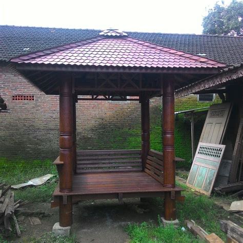 Jual Gazebo Kayu Kelapa Ukuran 2x2 Meter Tiang Motif Shopee Indonesia