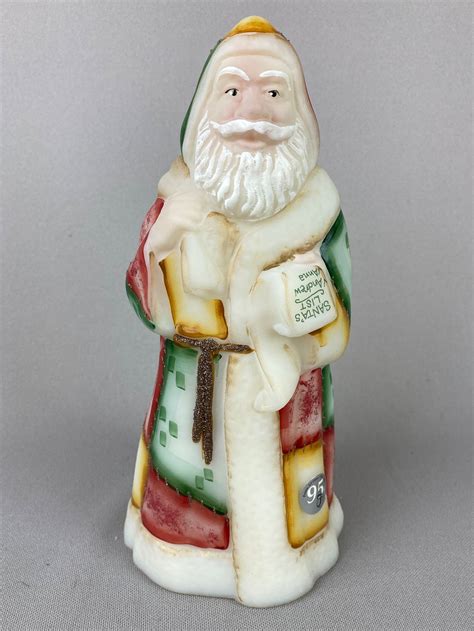 Vintage Fenton Santa Claus Figurine Quilted Coat Satin Milk Etsy