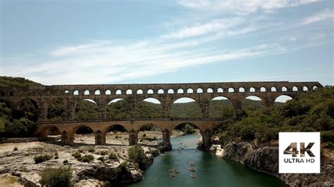 Aerial View of Roman Aqueduct Pont du Gard, Stock Footage | VideoHive