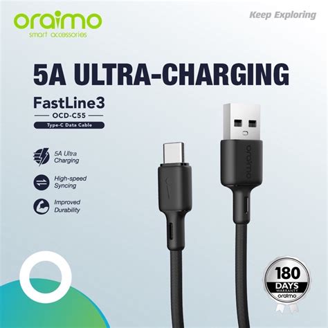 Jual Oraimo OCD C55 Fastline 3 Kabel Data Type C 5A Fast Charging