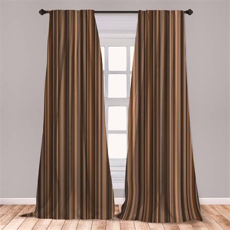 Abstract Curtains 2 Panels Set, Vertical Lines in Earthen Toned Color ...