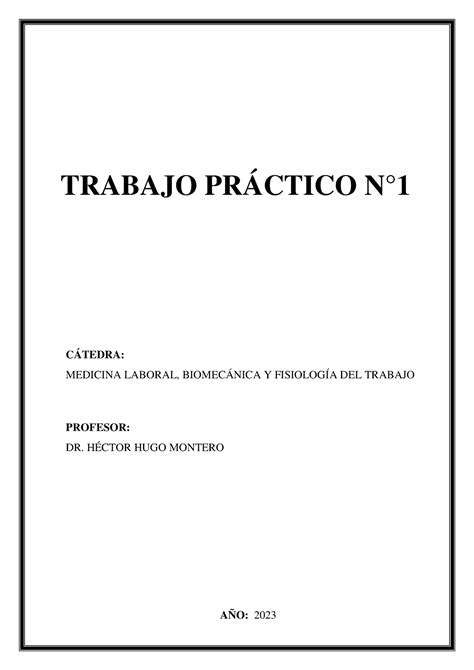 Tpn Medicina Laboral Trabajo Pr Ctico N C Tedra Medicina