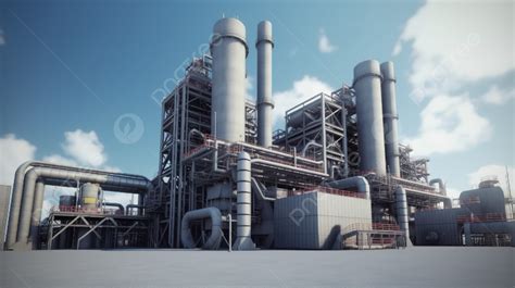 Illustrated 3d Render Of An Industrial Facility Background Industrial