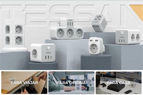 TESSAN Enchufes adaptadores Viaje, regletas Hogar y Oficina