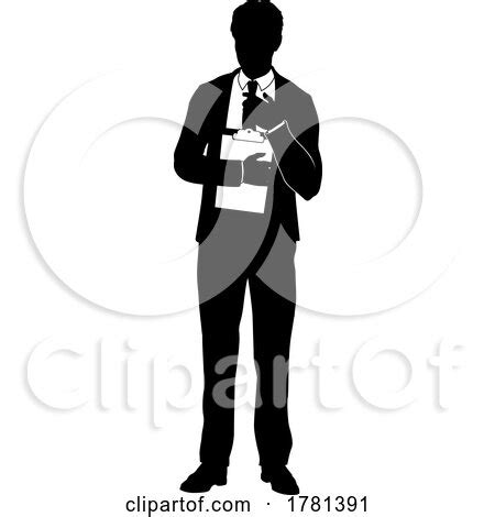 Business People Man with Clipboard Silhouette by AtStockIllustration ...