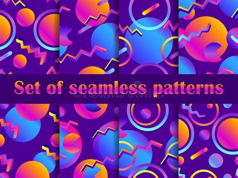 Futurism Seamless Pattern Gradient Shape In The Style Of 80s