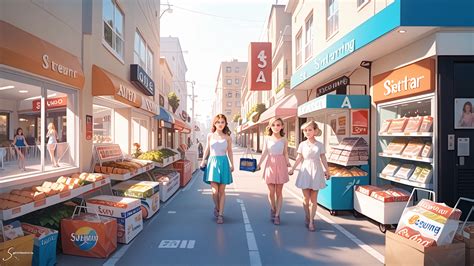 Stable Diffusion Prompt 3 Naked Girl Walking Shopping Street Morning Chatting